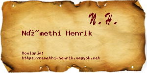 Némethi Henrik névjegykártya