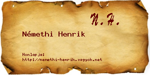 Némethi Henrik névjegykártya